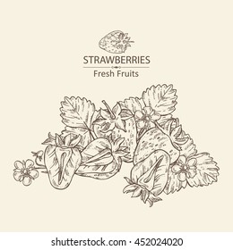Background with strawberries. hand drawn