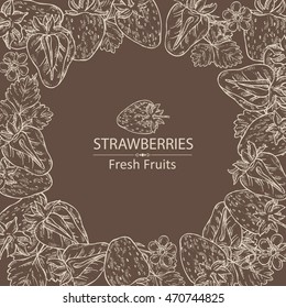 Background with strawberries. hand drawn