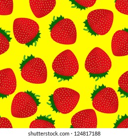 background with strawberries on a yellow background