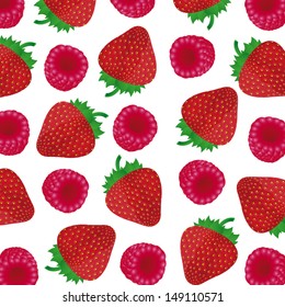 background of strawberries and raspberries
