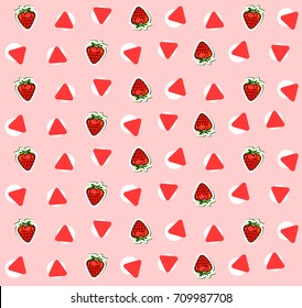Background with strawberries and triangles