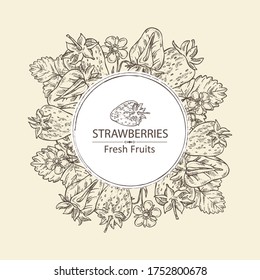 Background with strawberries. Vector hand drawn illustration