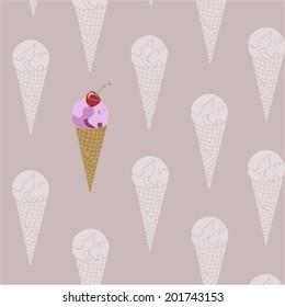 Background with an strawberry ice cream