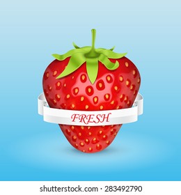 Background with strawberry. Strawberry with ribbon. High quality vector. EPS10 vector