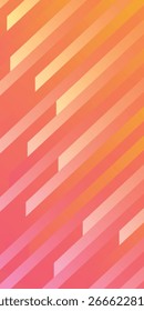 Background stripe diagonal shapes. Orange to pink gradient. Geometric Memphis banner template