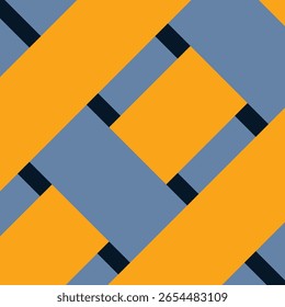 Background stripe line shapes blue and orange color on dark blue background. seamless pattern