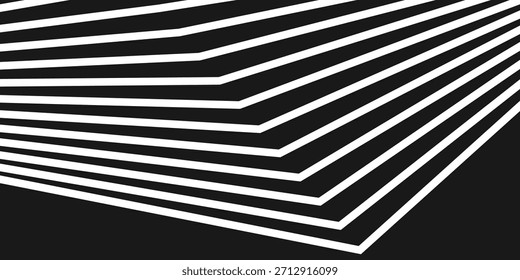 Linha de faixa de fundo branca na cor preta. Padrão de linha de dobra de perspectiva