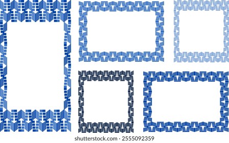 background with stripes, blue brick graphic repeat line pattern, replete image, design for Presentation slide template, blue tone frame set