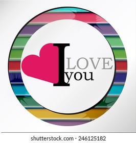 Background stripes I love you postcard with heart