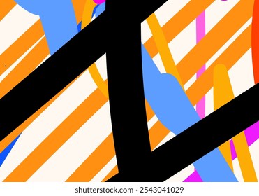 Background strokes and lines crossing each other randomly, creating an energetic, vector illustration.