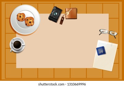 Ilustración de plantilla de escritorio de estudio de fondo