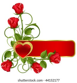 Background to the St.Valentine with gold heart and roses
