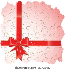The background to the  St.Valentine with red bow and gold hearts
