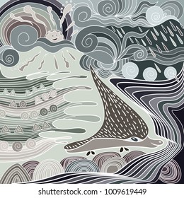 Background in the style of children's drawings