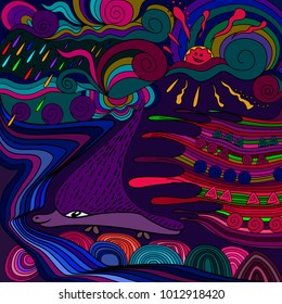 Background in the style of children's drawings