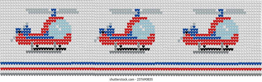 Background in style of an embroidery helicopter