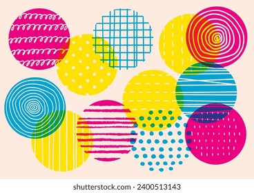 Background in the style of retro risographs. Hand drawn geometric patterns.