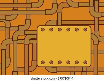 background in the style of steam punk with water pipes and speech bubbles