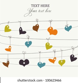 Background with stylish doodle colorful hearts