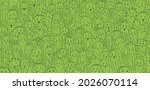 the background is a stylish green, funny plants, succulents and cacti. Hand-drawn in green tones of a plant with emotions.