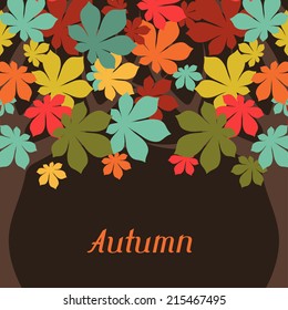 Background of stylized autumn trees for greeting card.