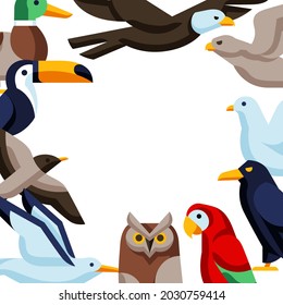 Background with stylized birds. Image of wild birds in simple style.
