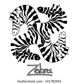 Background of stylized black and white zebra