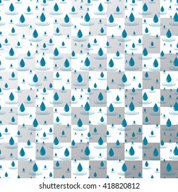 background with stylized blue raindrops, seamless