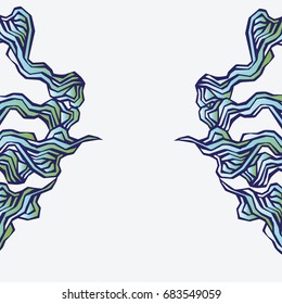 Background with stylized blue waves in vintage style.Water Wave abstract design.Azure  sea 