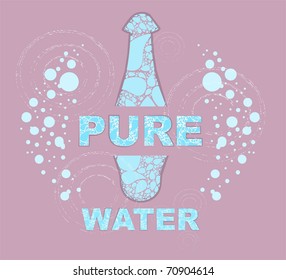 background with stylized bottle and text filled with water drops