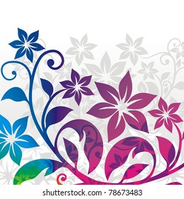 background with stylized bright floral elements