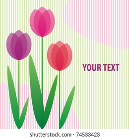 background with stylized bright tulips with space for your text