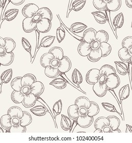 Background with stylized flowers and butterfly