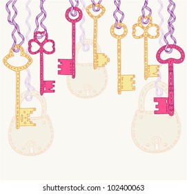 Background with stylized flowers and butterfly