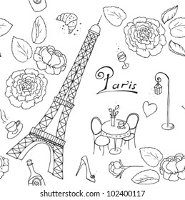 Background with stylized flowers and butterfly