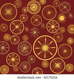 Background with stylized flowers and circles