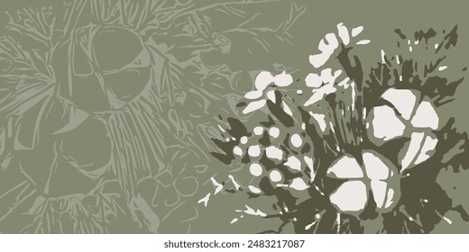 Hintergrund mit stilisierten Blumen und einem Platz für Text. Vektorillustration im Retro-Stil.