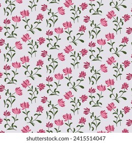 Background with stylized flowers.Vector seamless pattern with flowers on a light background.