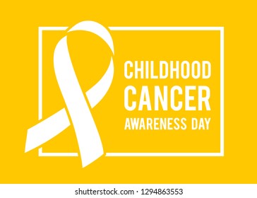 Background with stylized gold ribbon. World childhood cancer symbol, vector illustration. Template for poster for cancer awareness month.