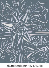 Background with Stylized Gray Flower.