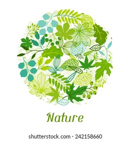 Background of stylized green leaves for greeting cards.