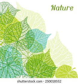 Background of stylized green leaves for greeting cards.