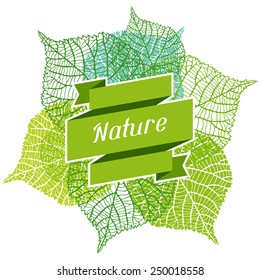Background of stylized green leaves for greeting cards.