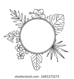 Fundo com folhas de palma estilizadas. Imagem decorativa de folhagem tropical e plantas.
