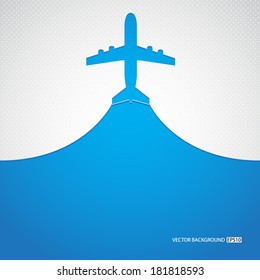 Background with stylized paper airplane. EPS10 vector