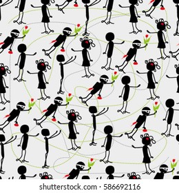 background with stylized people