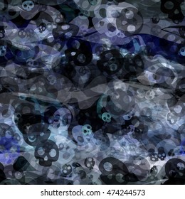 Background with stylized skulls. Abstract seamless vector pattern for Halloween, fabrics, printing, book covers, home design