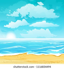 Background summer beach landscape. Vector illustration Eps 10.