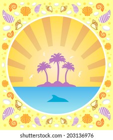 Background summer card with palm