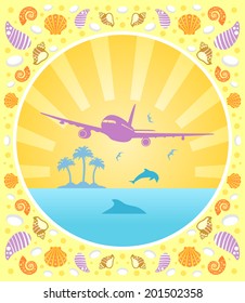 Background summer  card with plane